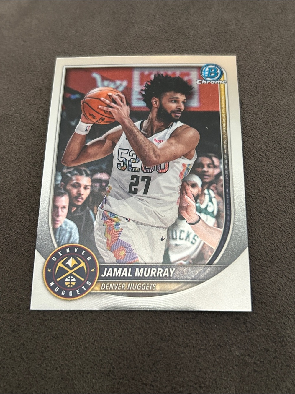 Topps Chrome Denver Nuggets Jamal Murray Basketball Card - White, Gold, Blue